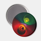 Red Green Yin Yang Modernes Abstraktes Kunstmuster Magnet (Vorderseite/Rückseite)
