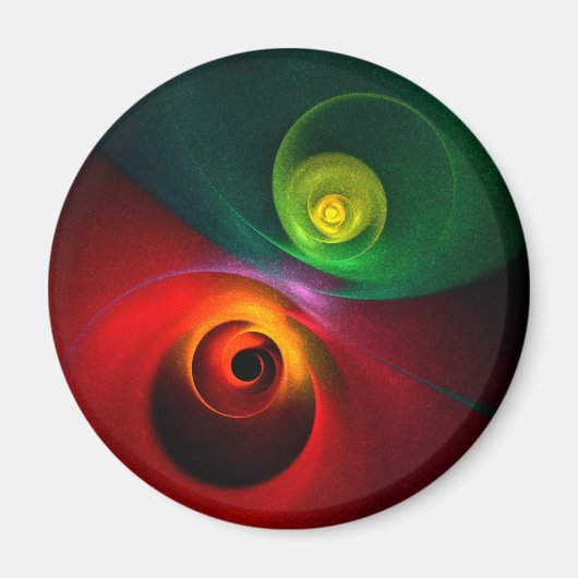 Red Green Yin Yang Modernes Abstraktes Kunstmuster Magnet (Vorne)