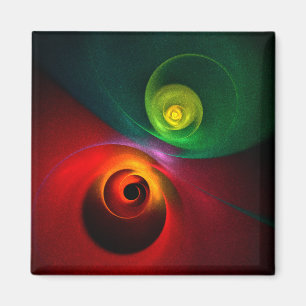 Red Green Yin Yang Modernes Abstraktes Kunstmuster Magnet