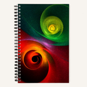 Red Green Yin Yang Modernes Abstraktes Kunstmuster Notizblock