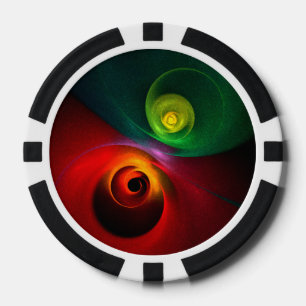 Red Green Yin Yang Modernes Abstraktes Kunstmuster Pokerchips