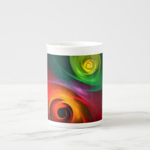 Red Green Yin Yang Modernes Abstraktes Kunstmuster Porzellantasse