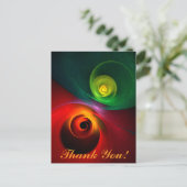 Red Green Yin Yang Modernes Abstraktes Kunstmuster Postkarte (Stehend Vorderseite)