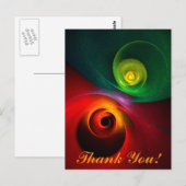 Red Green Yin Yang Modernes Abstraktes Kunstmuster Postkarte (Vorne/Hinten)