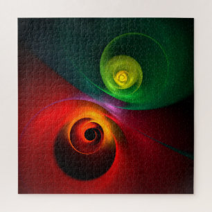 Red Green Yin Yang Modernes Abstraktes Kunstmuster Puzzle