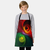 Red Green Yin Yang Modernes Abstraktes Kunstmuster Schürze (Getragen)