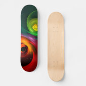Red Green Yin Yang Modernes Abstraktes Kunstmuster Skateboard (Vorderseite)