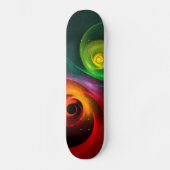 Red Green Yin Yang Modernes Abstraktes Kunstmuster Skateboard (Vorderseite)