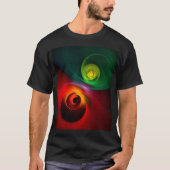 Red Green Yin Yang Modernes Abstraktes Kunstmuster T-Shirt (Vorderseite)