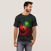 Red Green Yin Yang Modernes Abstraktes Kunstmuster T-Shirt (Vorne ganz)
