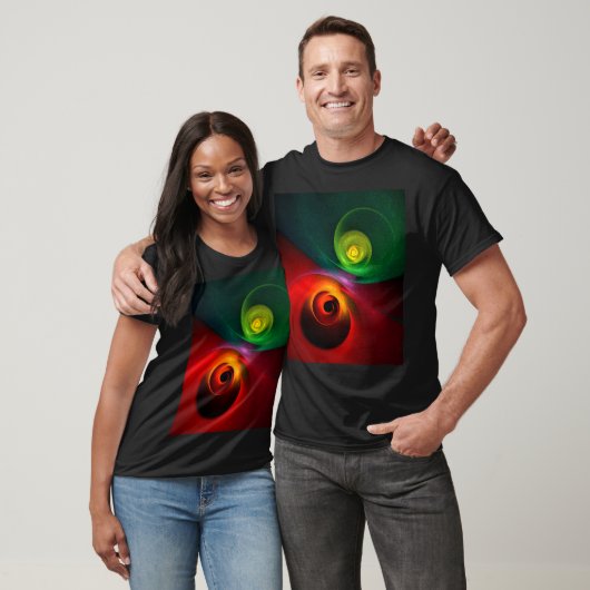 Red Green Yin Yang Modernes Abstraktes Kunstmuster T-Shirt (Unisex)