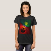 Red Green Yin Yang Modernes Abstraktes Kunstmuster T-Shirt (Vorne ganz)