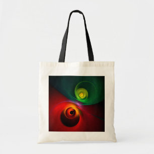 Red Green Yin Yang Modernes Abstraktes Kunstmuster Tragetasche