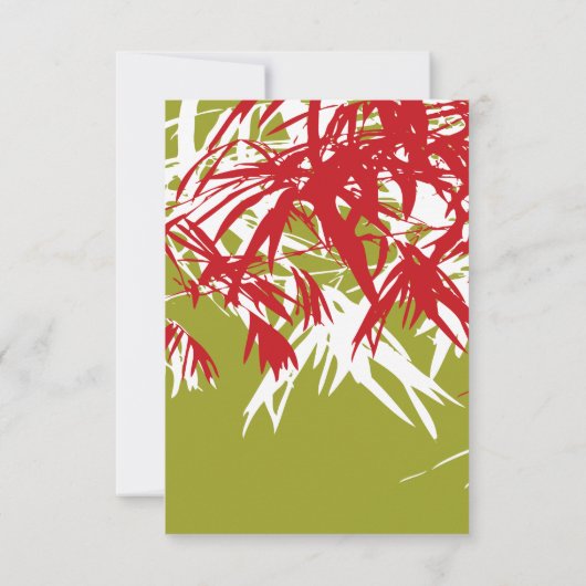 Red & Green Zen Bamboo Verlasse chinesisches Hochz Einladung (Rückseite)