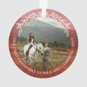 Red Greenery 1. Weihnachten Frau Wedding Foto Ornament (Rückseite)