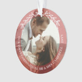 Red Greenery 1. Weihnachten Frau Wedding Foto Ornament (Vorderseite)
