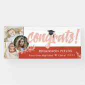 Red Greenery Overlapping Fotos Glückwunsch Graduat Banner (Horizontal)