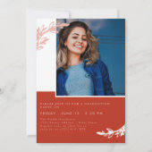 Red Greenery Overlapping Fotos Graduate Einladung (Rückseite)