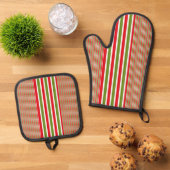 Red GreenOven Mitt & Pot Holders Ofenhandschuh & Topflappen-Set (Oben Unten)