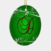Red Greens Holly Initial D Christmas Ornament (Rechts)