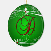 Red Greens Holly Initial D Christmas Ornament (Links)