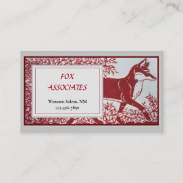 Red Grey Fox Keramik Tile Design Elegantes Tier Visitenkarte