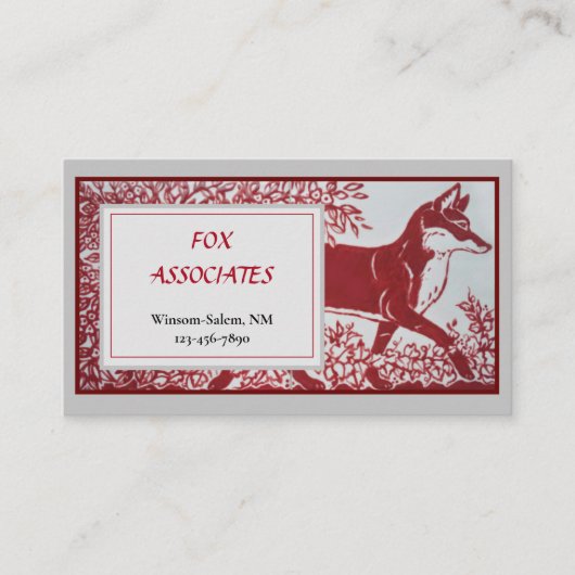 Red Grey Fox Keramik Tile Design Elegantes Tier Visitenkarte (Vorderseite)
