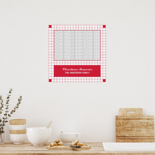 Red Grid Foto Poster (Küche)