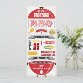 RED GRILLEN GRILL PARTY EINLADUNG (Stehend Vorderseite)