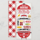 RED GRILLEN GRILL PARTY EINLADUNG (Vorne/Hinten)