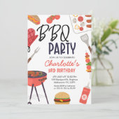 Red Grillen Red Oven Mitt Girls Grillen Birthday Einladung (Stehend Vorderseite)