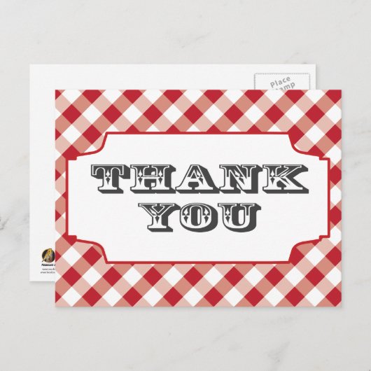 Red Gringham Pattern Vielen Dank Postkarten (Vorne/Hinten)