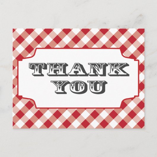 Red Gringham Pattern Vielen Dank Postkarten (Vorderseite)