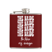 Red Groovy Retro Personalisiert Bachelorette Flachmann (Vorderseite)