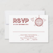 Red Groovy Retro Wedding Meal Choice RSVP Card (Vorderseite)