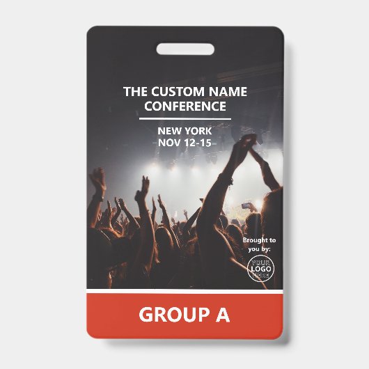 Red Group Conference QR Code Custom Access Pass Ausweis (Vorderseite)