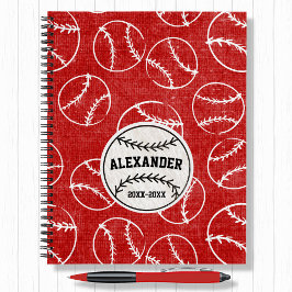 Red Grungall Baseball-Muster Notizblock