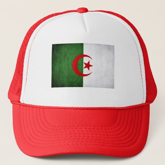 RED Grunge Algeria Flag Truckerkappe (Vorderseite)