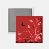 Red Grunge Butterfly Magnet (Vorderseite/Rückseite)