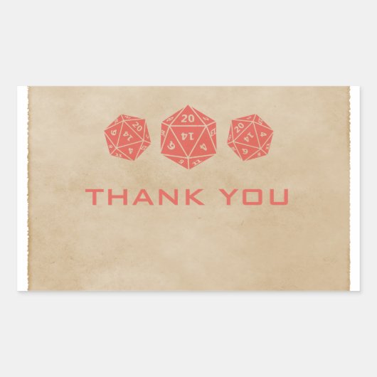Red Grunge D20 Dice Gamer Danke Stickers (Vorderseite)