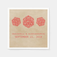Red Grunge D20 Dice Gamer Paper Napkins
