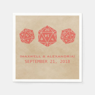 Red Grunge D20 Dice Gamer Paper Napkins Serviette