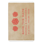Red Grunge D20 Dice Gamer Save the Date Magnet (Vertikal)