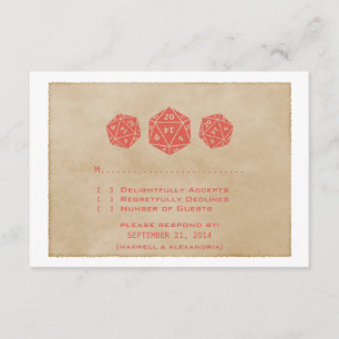 Red Grunge D20 Würfel Gamer Response Card RSVP Karte