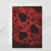 Red Grunge Damask Valentine Einladung (Rückseite)