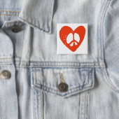 Red Grunge Herz mit Friedenszeichen Button (Beispiel)