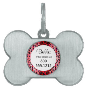 Red Grunge Leopard Pet IdentiTag Tiermarke