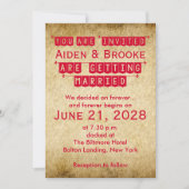 Red Grunge Old Vintage Wedding Einladung (Vorderseite)