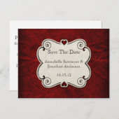 Red Grunge Paper Red Heft Frame Save the Date Ankündigungspostkarte (Vorne/Hinten)