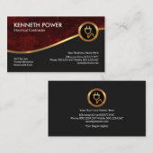 Red Grunge Royal Gold Wave Electrical Contractor Visitenkarte (Vorne/Hinten)